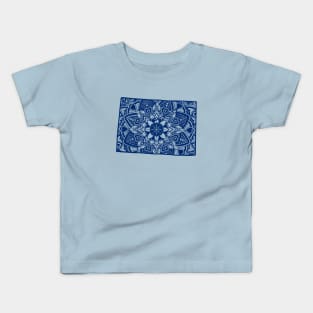 Blue Colorado State Gift Mandala Yoga CO Art Kids T-Shirt